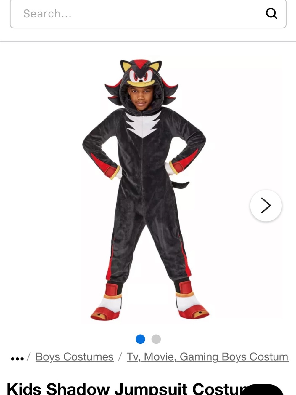 Black & Red Kids Shadow Jumpsuit Costume - Licensed Character